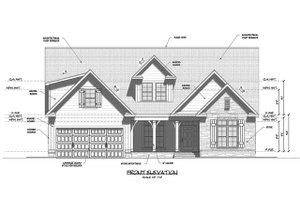 Exterior - Front Elevation 3 for Ranch House Plan #1071-21 - 4 bed, 3.5 bath