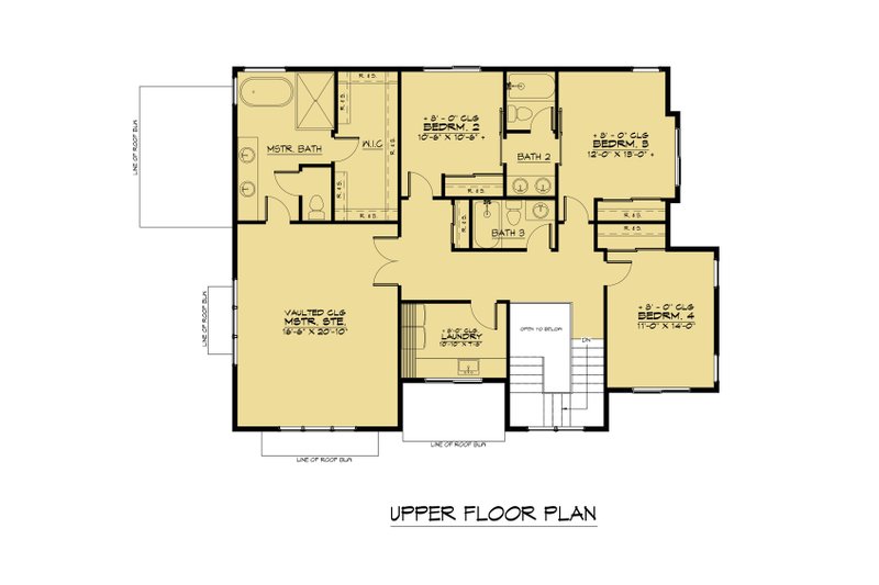 House Blueprint - Floor Plan - Upper Floor for Traditional House Plan #1066-201 - 5 bed, 4 bath