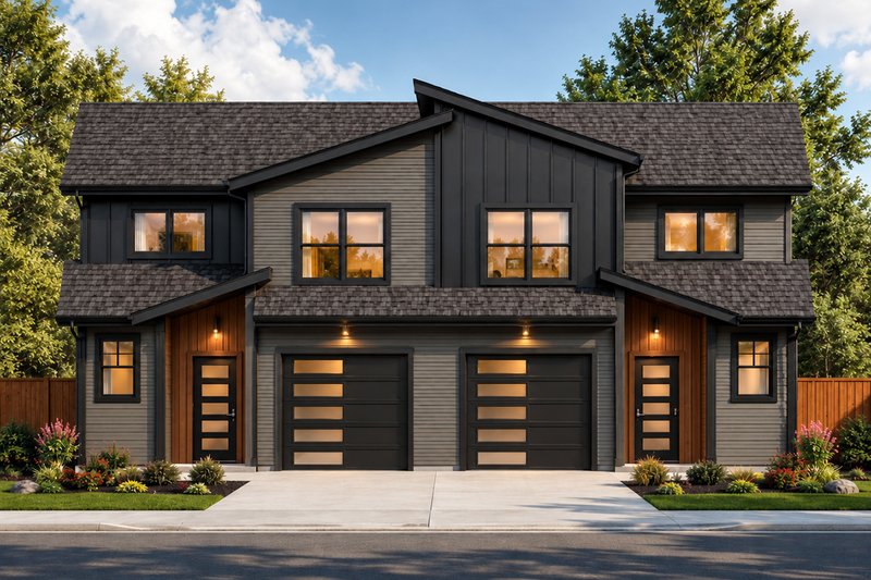 House Blueprint - Exterior - Front Elevation 2 for Contemporary House Plan #124-1477 - 6 bed, 4 bath