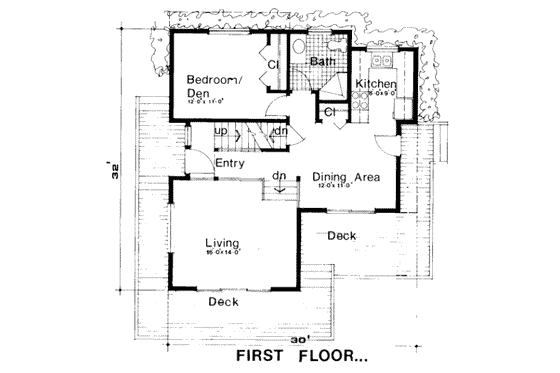 Floor Plan - Main Floor for Contemporary House Plan #312-522 - 3 bed, 2 bath