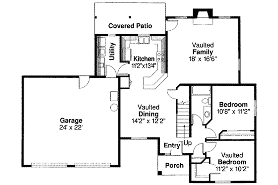 Floor Plan - Main Floor for Traditional House Plan #124-354 - 3 bed, 2 bath