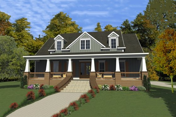 Exterior - Front Elevation for Southern House Plan #63-391 - 3 bed, 2.5 bath