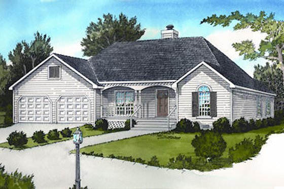 Exterior - Front Elevation for Traditional House Plan #16-243 - 2 bed, 2 bath