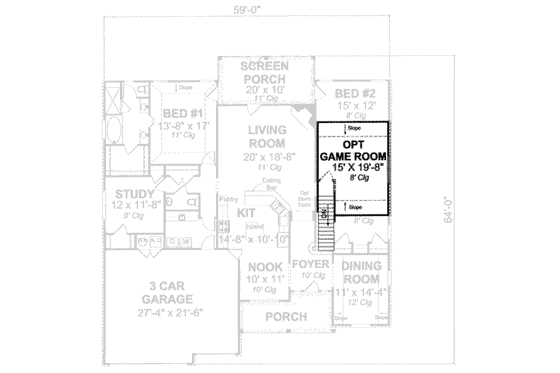 Floor Plan - Other Floor for Traditional House Plan #20-1830 - 3 bed, 2 bath
