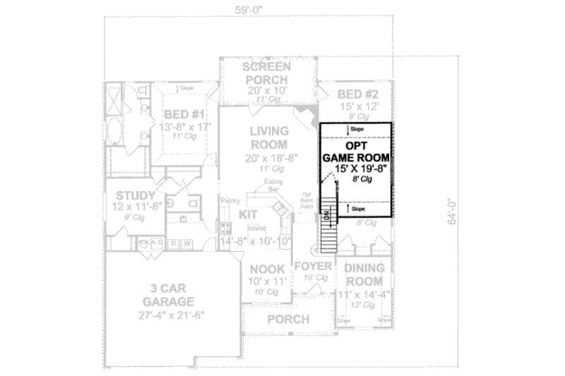 Dream House Plan - Floor Plan - Other Floor for Traditional House Plan #20-1830 - 3 bed, 2 bath