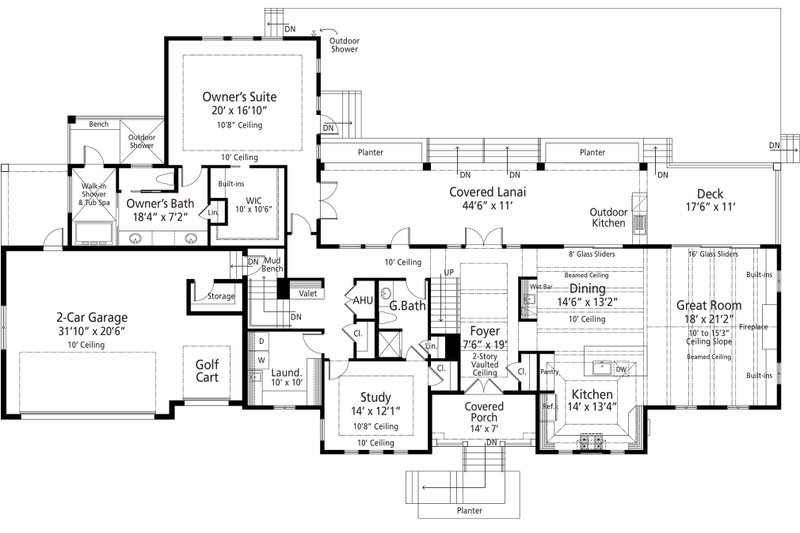 House Plan Design - Floor Plan - Main Floor for Traditional House Plan #938-122 - 3 bed, 4 bath