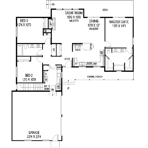 Architectural House Design - Ranch Floor Plan - Main Floor Plan #60-599