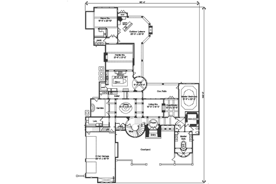 Floor Plan - Main Floor for Mediterranean House Plan #135-150 - 4 bed, 3.5 bath