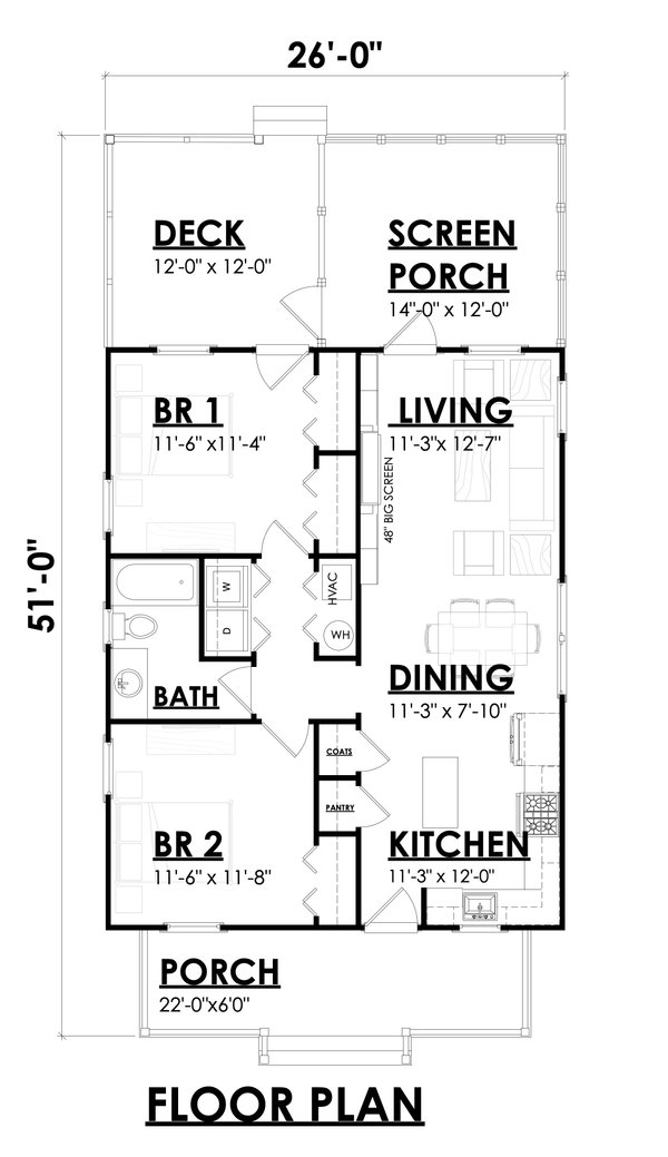 House Blueprint - Bungalow Floor Plan - Main Floor Plan #30-373