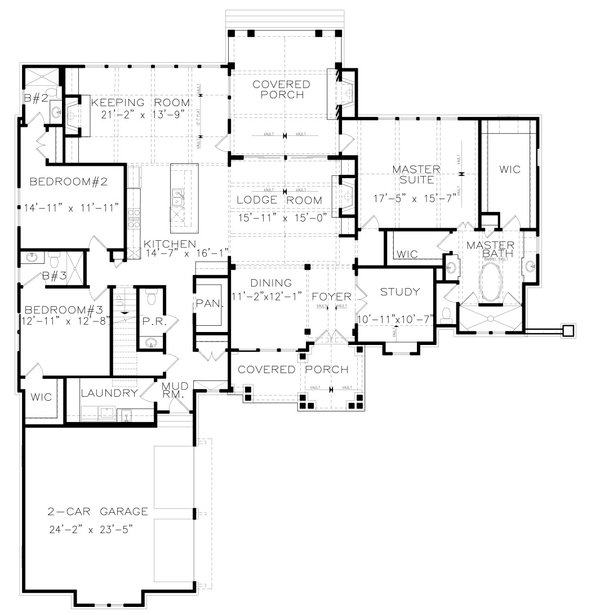 Craftsman Floor Plan - Main Floor Plan #54-482