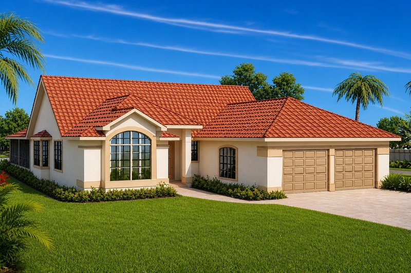 Home Plan - Exterior - Front Elevation 2 for Mediterranean House Plan #124-250 - 4 bed, 2 bath