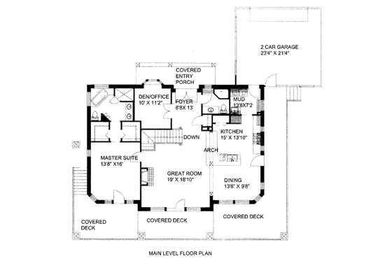Floor Plan - Main Floor for Bungalow House Plan #117-623 - 3 bed, 3 bath