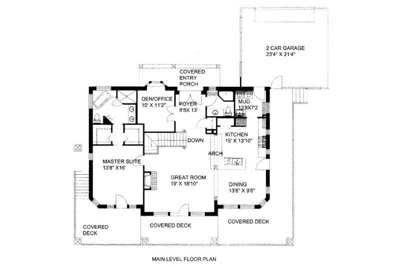 Architectural House Design - Floor Plan - Main Floor for Bungalow House Plan #117-623 - 3 bed, 3 bath