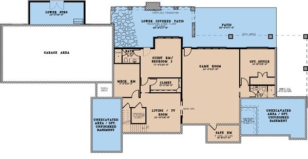 Architectural House Design - Craftsman Floor Plan - Lower Floor Plan #923-189