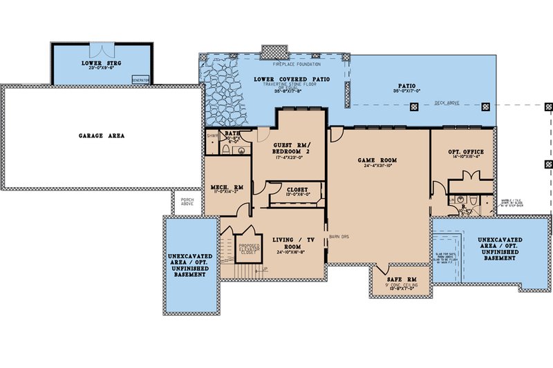 Home Plan - Floor Plan - Lower Floor for Craftsman House Plan #923-189 - 2 bed, 4 bath
