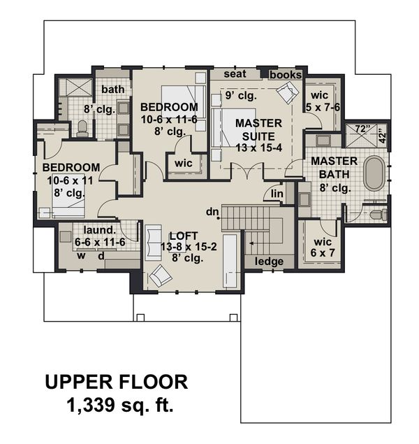 Architectural House Design - Farmhouse Floor Plan - Upper Floor Plan #51-1148