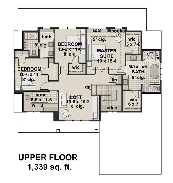 Farmhouse Floor Plan - Upper Floor Plan #51-1148