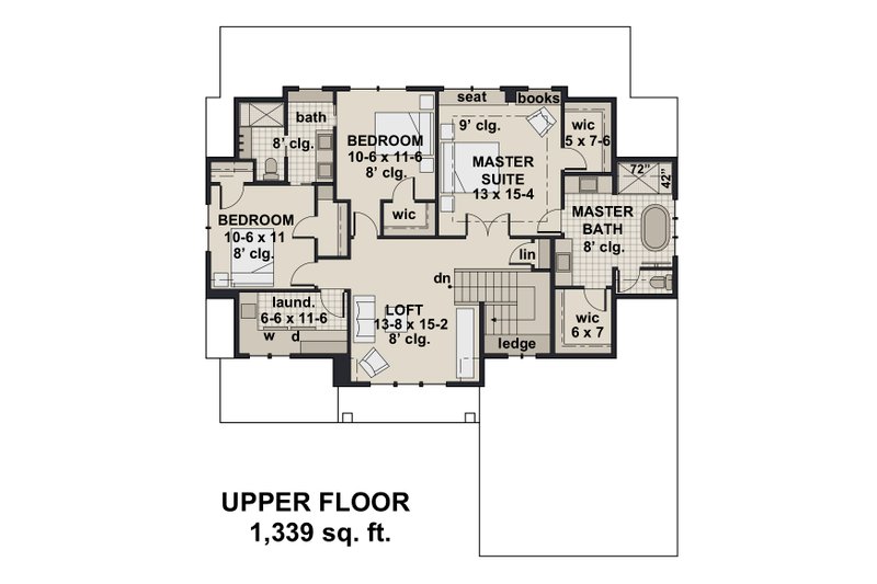 Dream House Plan - Floor Plan - Upper Floor for Farmhouse House Plan #51-1148 - 4 bed, 3 bath