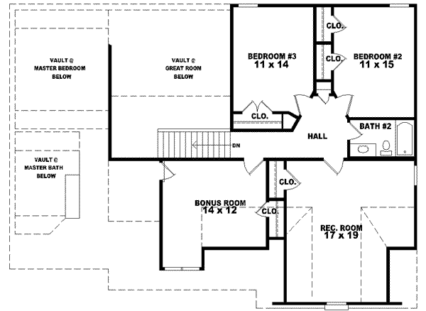 Traditional Floor Plan - Upper Floor Plan #81-1422
