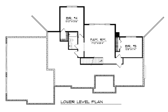 Floor Plan - Lower Floor for Mediterranean House Plan #70-513 - 3 bed, 2.5 bath