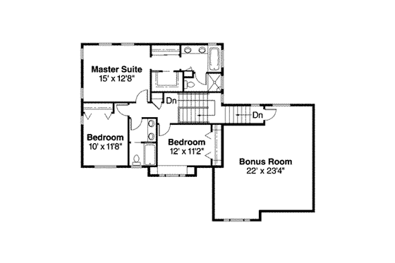 Floor Plan - Upper Floor for Traditional House Plan #124-361 - 3 bed, 2.5 bath