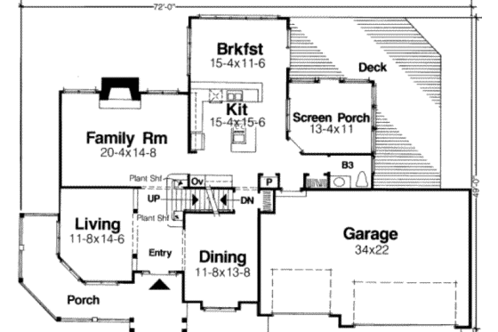 Floor Plan - Main Floor for Country House Plan #334-105 - 4 bed, 2.5 bath