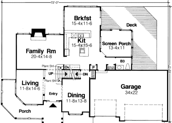 Country Floor Plan - Main Floor Plan #334-105