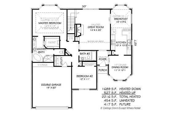 Floor Plan - Main Floor for Traditional House Plan #424-27 - 4 bed, 3 bath