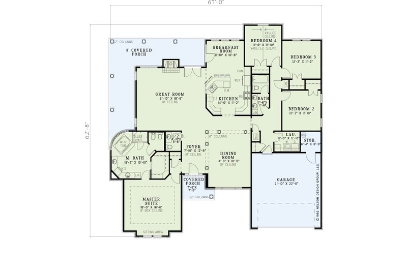 House Design - Floor Plan - Main Floor for Traditional House Plan #17-3455 - 4 bed, 2.5 bath