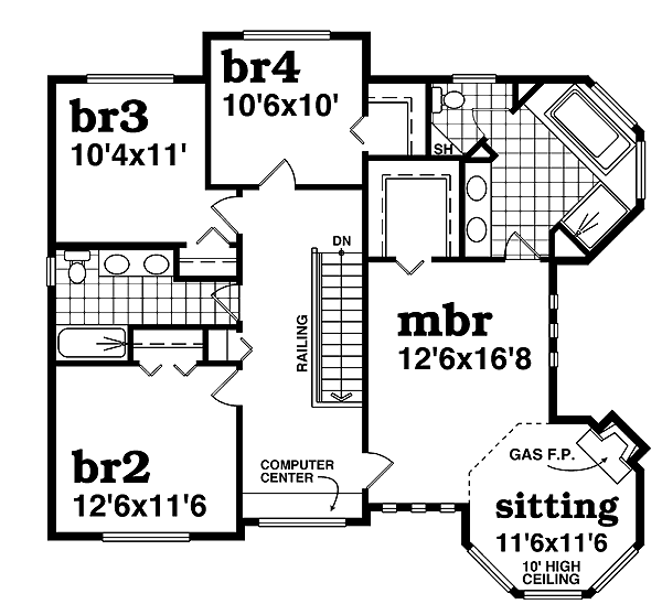 Victorian Floor Plan - Upper Floor Plan #47-427