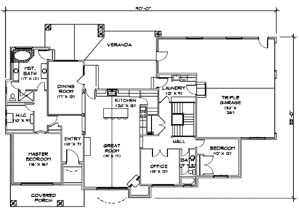 Architectural House Design - Adobe / Southwestern Floor Plan - Main Floor Plan #5-151