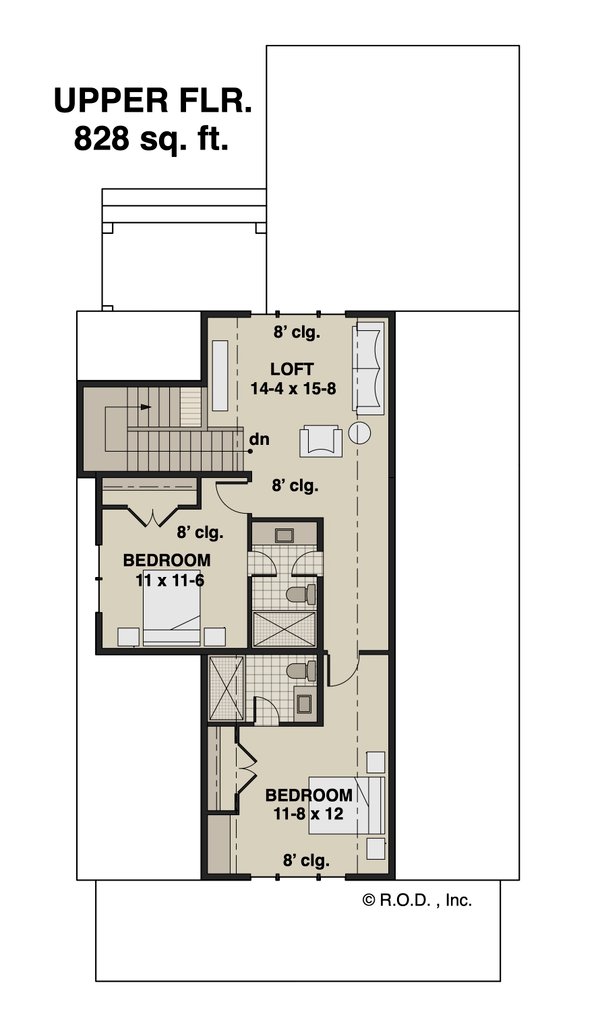 Farmhouse Floor Plan - Upper Floor Plan #51-1263