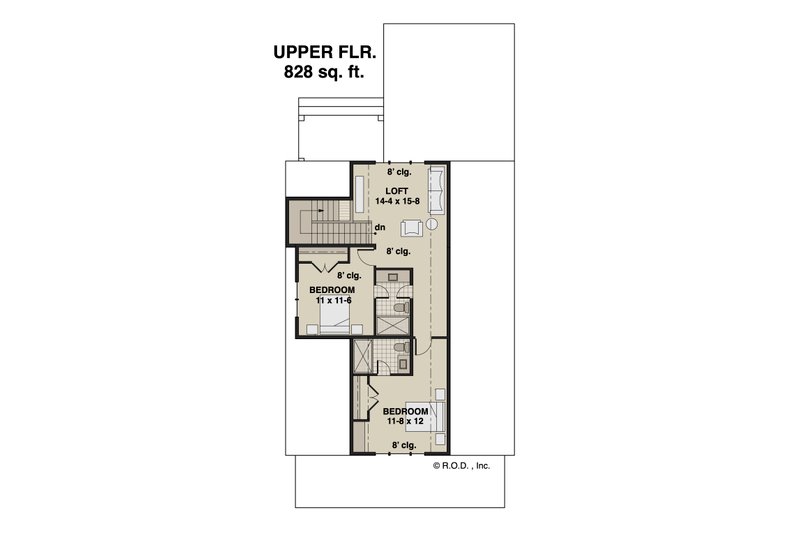 Architectural House Design - Floor Plan - Upper Floor for Farmhouse House Plan #51-1263 - 3 bed, 3.5 bath