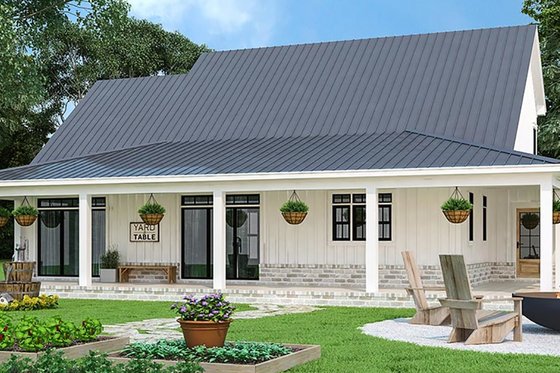 Exterior - Rear Elevation for Farmhouse House Plan #119-433 - 3 bed, 3.5 bath