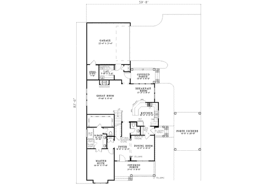 Floor Plan - Main Floor for Traditional House Plan #17-2100 - 5 bed, 2.5 bath