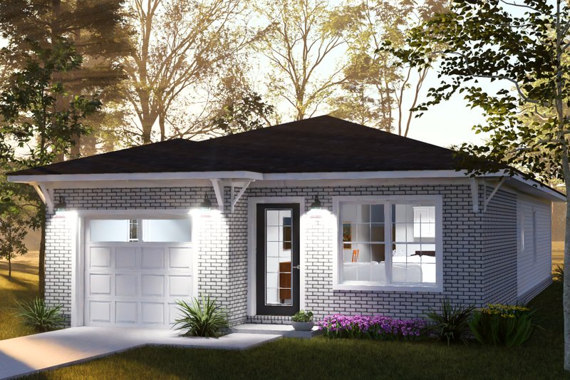 House Blueprint - Exterior - Front Elevation 2 for Modern House Plan #513-2497 - 3 bed, 2 bath