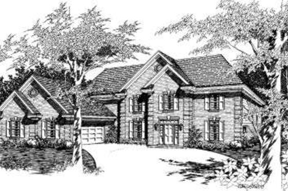 Exterior - Front Elevation for European House Plan #329-119 - 5 bed, 3.5 bath