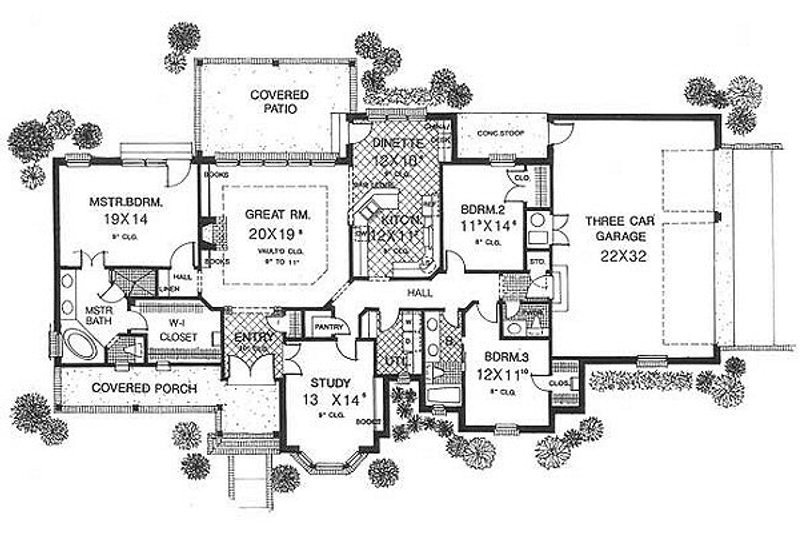 Dream House Plan - Floor Plan - Main Floor for European House Plan #310-598 - 3 bed, 2.5 bath