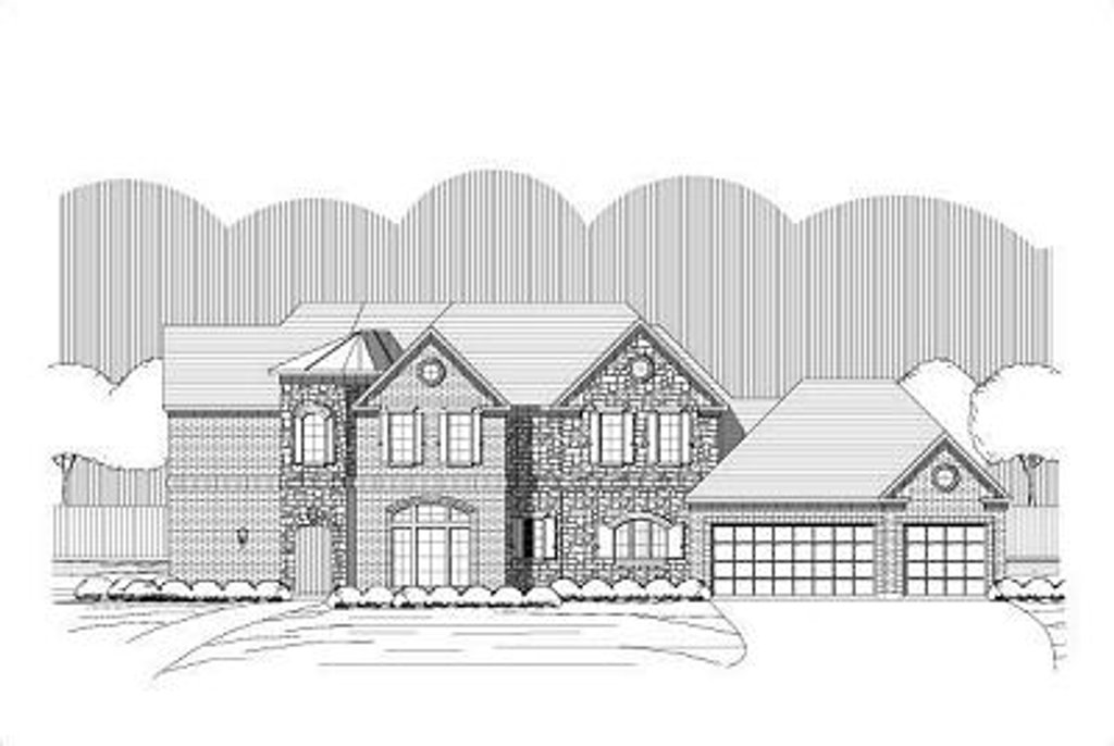 Exterior - Front Elevation 2 for European House Plan #411-781 - 4 bed, 3.5 bath