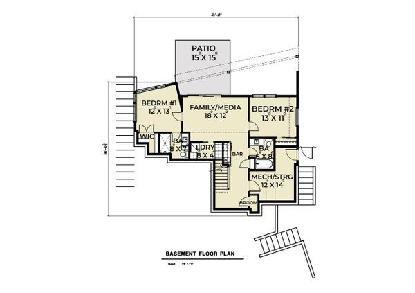 House Blueprint - Contemporary Floor Plan - Lower Floor Plan #1070-265