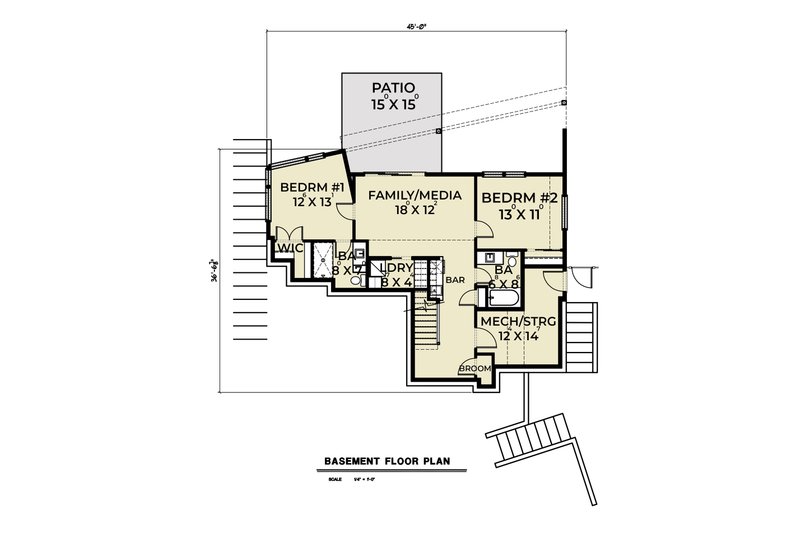 Architectural House Design - Floor Plan - Lower Floor for Contemporary House Plan #1070-265 - 3 bed, 3.5 bath