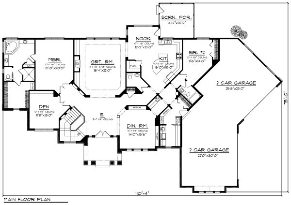 Architectural House Design - Traditional Floor Plan - Main Floor Plan #70-1183