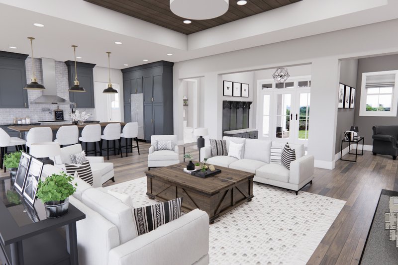 Architectural House Design - Interior - Family Room 1 for Farmhouse House Plan #51-1233 - 4 bed, 3.5 bath