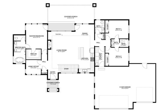 Floor Plan - Main Floor for Contemporary House Plan #1060-273 - 3 bed, 2.5 bath