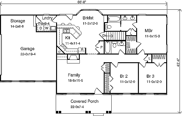 House Blueprint - Ranch Floor Plan - Main Floor Plan #22-110