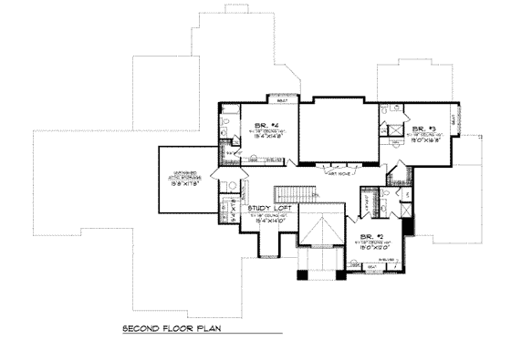 Floor Plan - Upper Floor for Traditional House Plan #70-557 - 4 bed, 4.5 bath