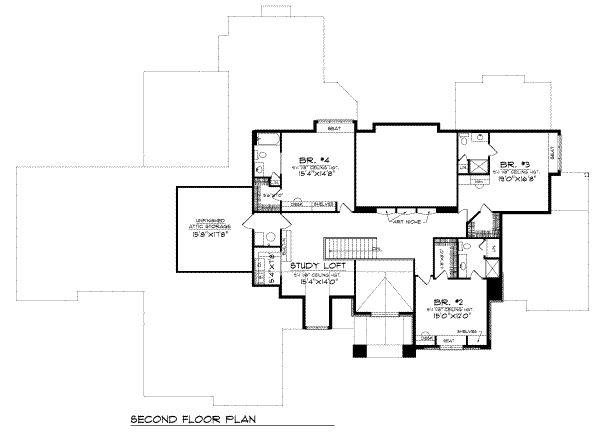 Home Plan - Traditional Floor Plan - Upper Floor Plan #70-557