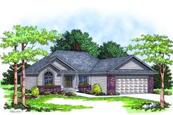 Exterior - Front Elevation for Traditional House Plan #70-136 - 3 bed, 2 bath