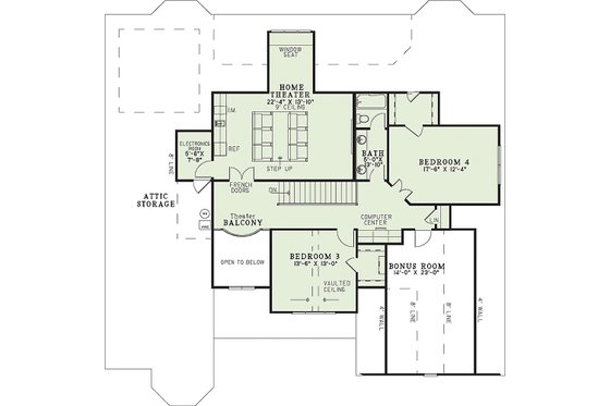 Floor Plan - Upper Floor for European House Plan #17-2306 - 4 bed, 3 bath