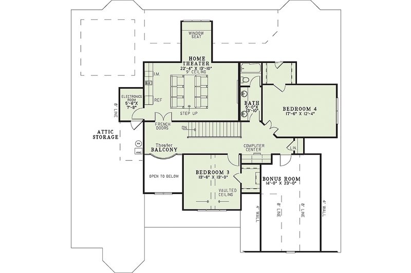 Home Plan - Floor Plan - Upper Floor for European House Plan #17-2306 - 4 bed, 3 bath